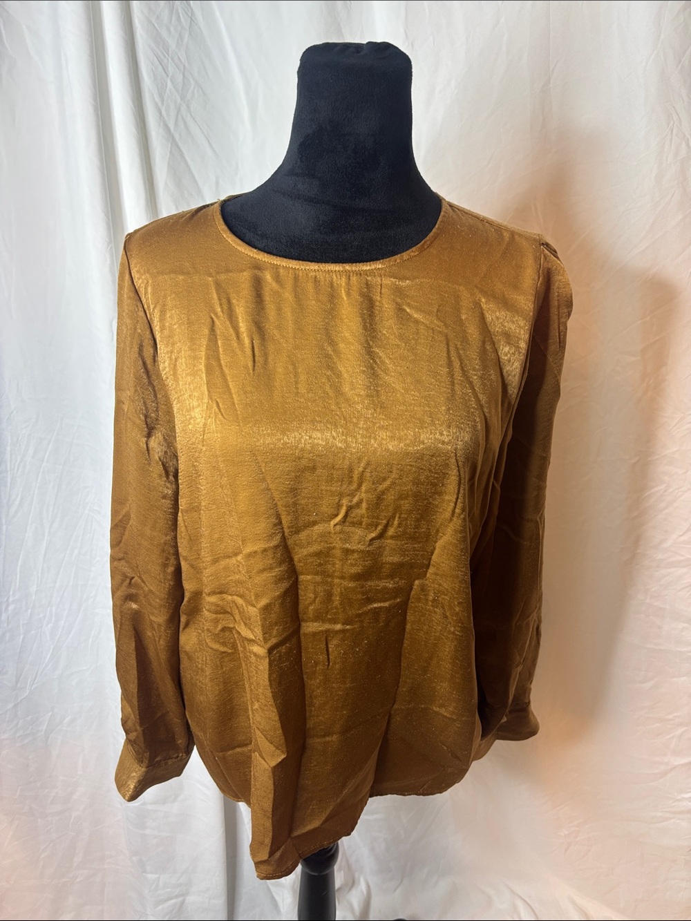 Banana Republic Shimmery Bronze Long-Sleeve Crewneck Top